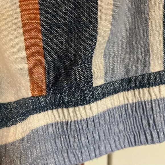 Drew Anthropologie Stripe Linen Cropped Tie Top Size Medium - Picture 8 of 11